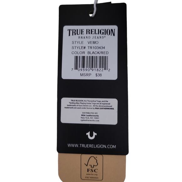 True Religion Men's Vemo Toiletry Bag Horseshoe Logo Black/Red 2 Travel Bottles - Picture 8 of 8